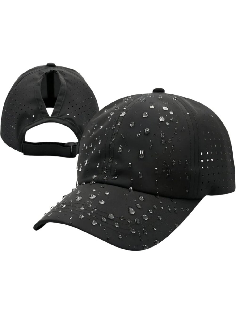 〽️Women Drying Black High Ponytail Baseball Cap Trucker Bad Hair Day Adjustable